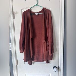 Joan Rivers Faux Suede Front Popcorn Knit Cardigan